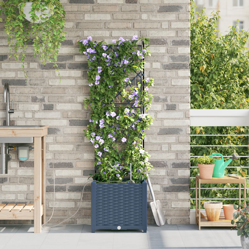 Garden Planter Steel Outdoor Container Modern Decor Terrace Stylish Pot, Grey, 142cm H x40cm W x 40cm D