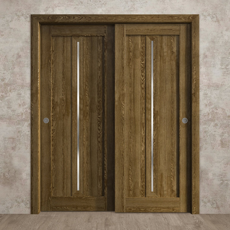 Panneau de porte à dalle | Ego 5014 | Portes en placage de bois | Pochette coulissante à poche, Chêne marbré, 18 po x 84 po