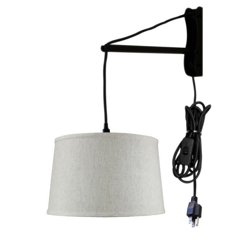 Straitson Plug-in Armed Sconce, White, 10" H x 16" W x 16" D, White