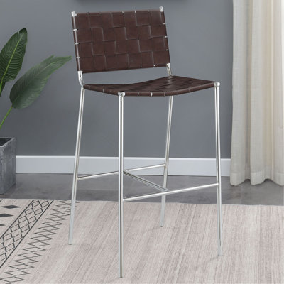 Chaise de bar rembourrée brune