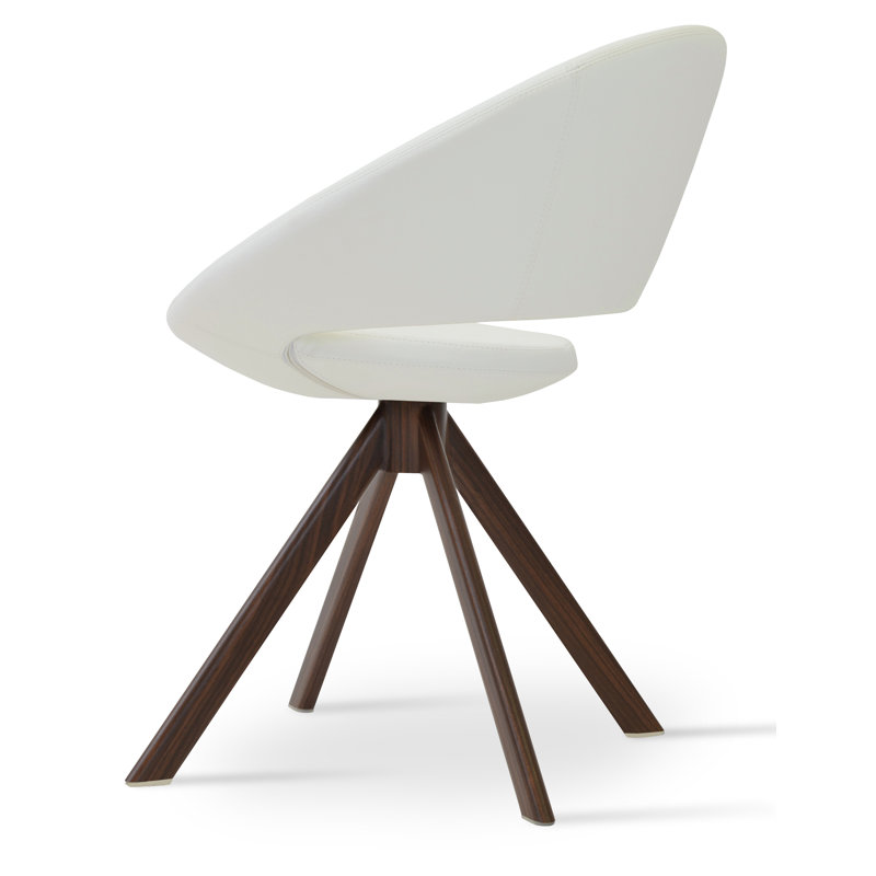 Crescent Metal Solid Back Dining Chair, Walnut, Deep Maroon Faux Leather