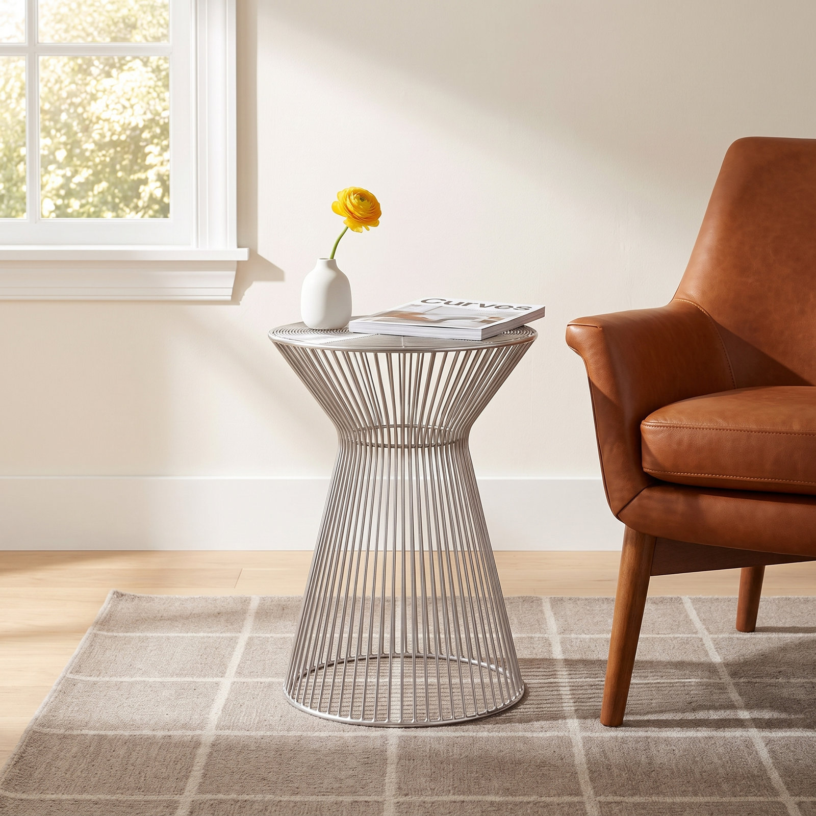 Alberte Iron End Table, Nickel