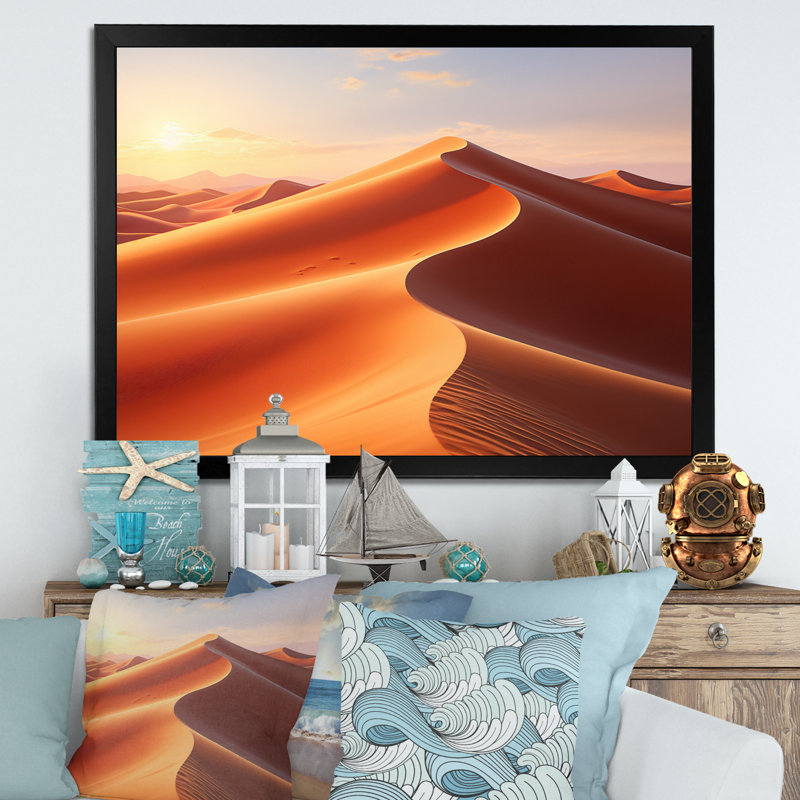 Désert blanc dunes majestueux - impression, H 30 po x l 40 po x P 1,5 po, Cadre simple noir