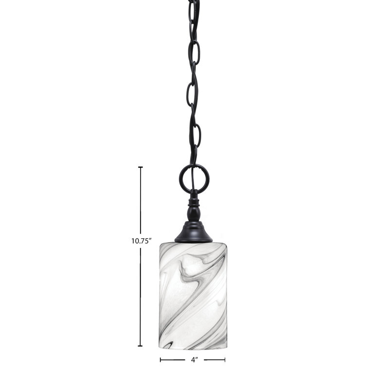 Mini-luminaire suspendu en chaîne avec verre, Noir mat
