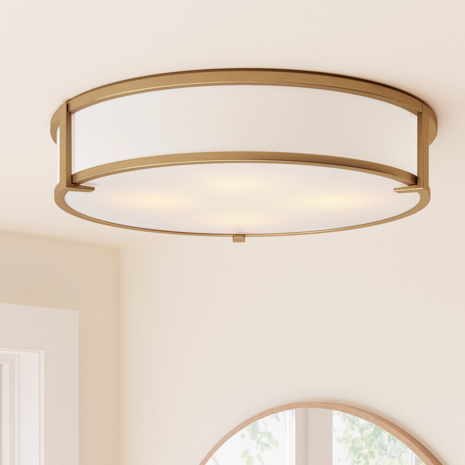Romona 4 Light Glass Flush Mount, Brushed Bronze