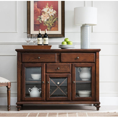 Buffet en bois massif et verre American Country-style