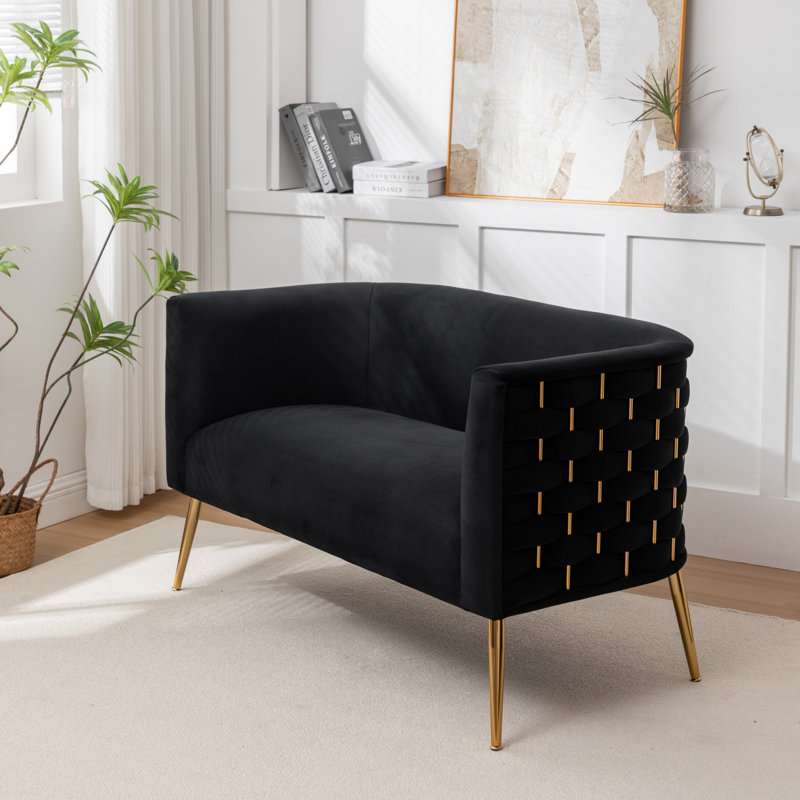 Cristen Upholstered Velvet Loveseat, Black