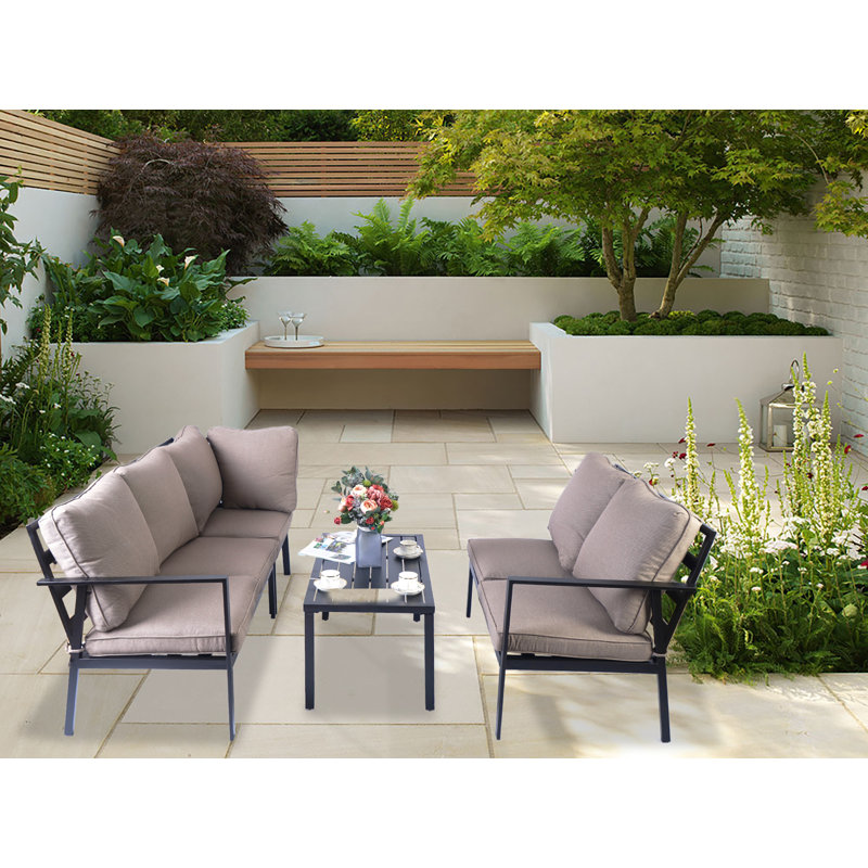 Ensemble de conversation avec canapé 4 pièces Kalkaska, Beige