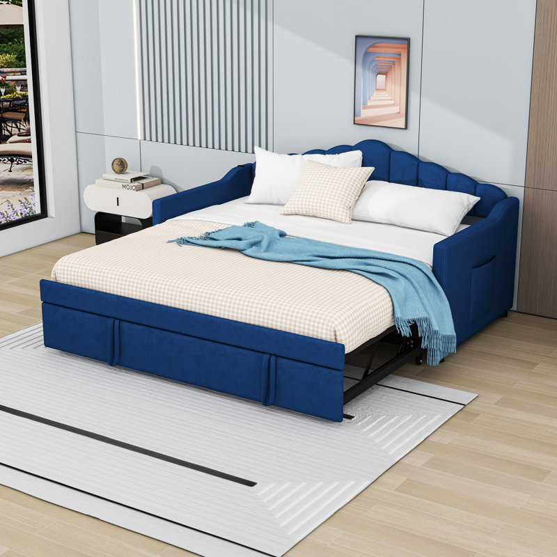 Upholstered with Trundle, Side Storage Pockets, USB and Type-C Charging Ports