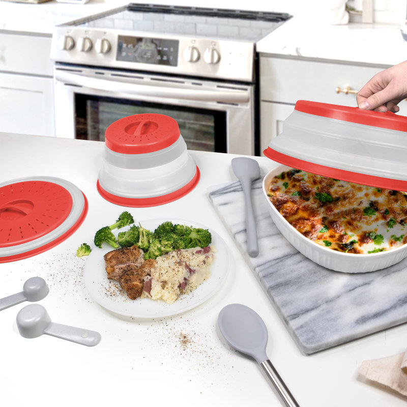 Tovolo Universal 3-Piece Plastic Lid Set, Red