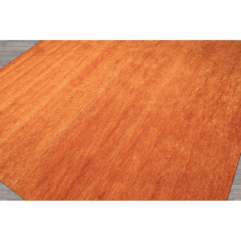 Tapis 100% orange moderne et contemporain tissé à la main 8 x 10 po, Orange