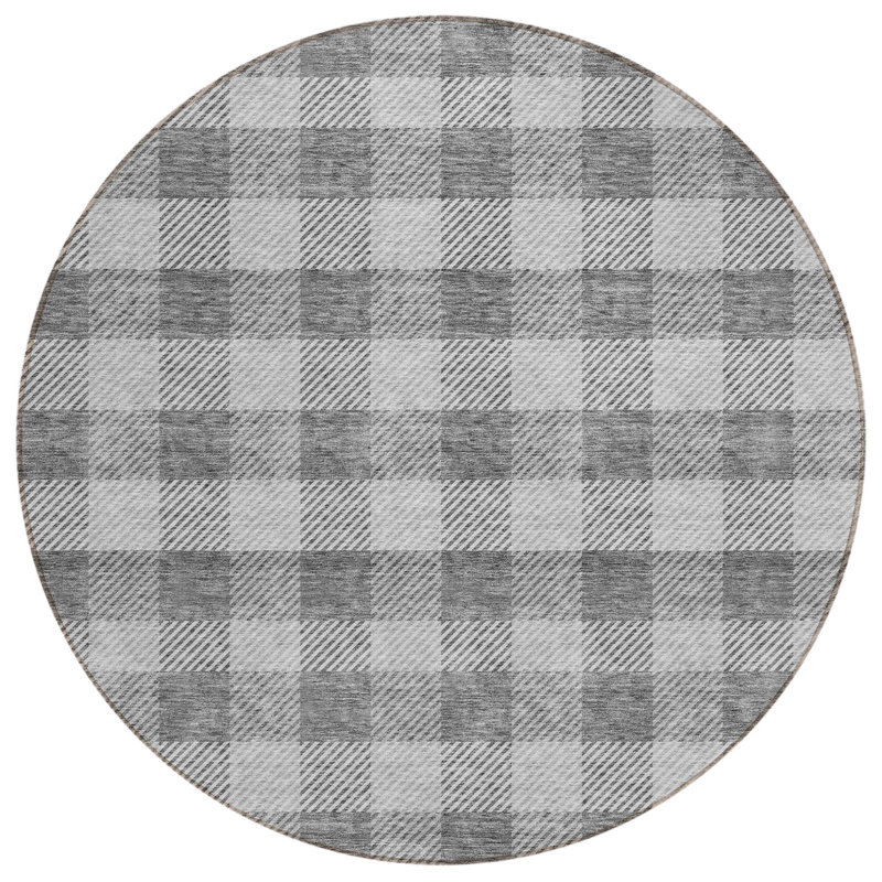 Tapis intérieur lavable rond gris et gris anthracite HomeRoots 8 pi