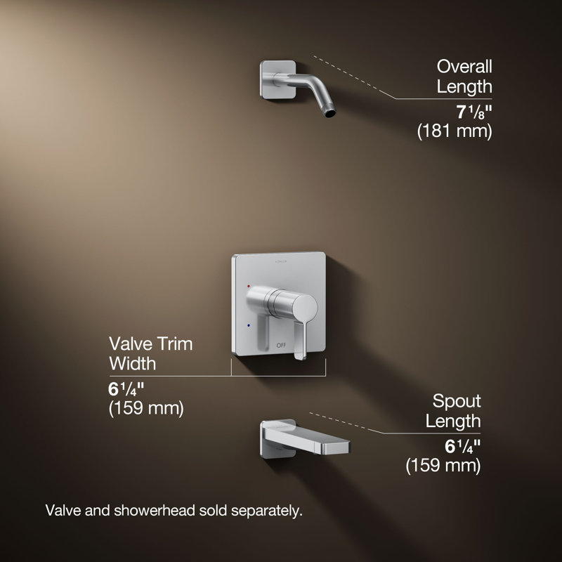 Parallel Bath and Shower Trim Set, Polished Chrome