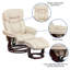 Contemporary Multi-Position Recliner and Curved Ottoman with Swivel Mahogany Wood Base-876437039