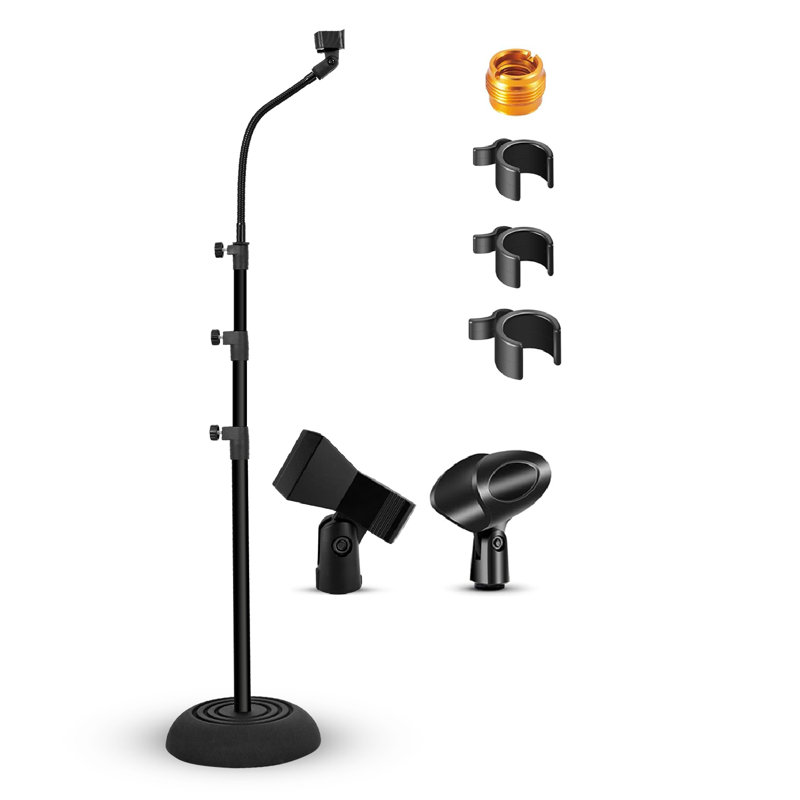 5 Core Mic Stand Floor Adjustable Universal Heavy Duty Gooseneck Microphone Stands Round Base Soporte De micrófono