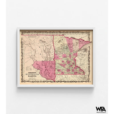 Minnesota And Dakota 1862, Mn State Map, Antique Map Of Dakota, Dakota Territory Map, Rustic Minnesota Map, Dakota Wall Decor Print