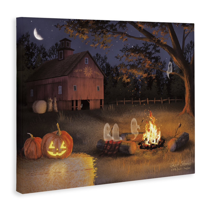 Spooky Ghost & Autumn Campfire, toile de Billy Jacobs, H 24 po x l 30 po