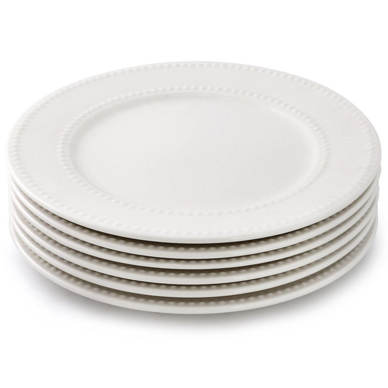  Ensemble de 6 assiettes en grès blanc Olevia, service pour 6