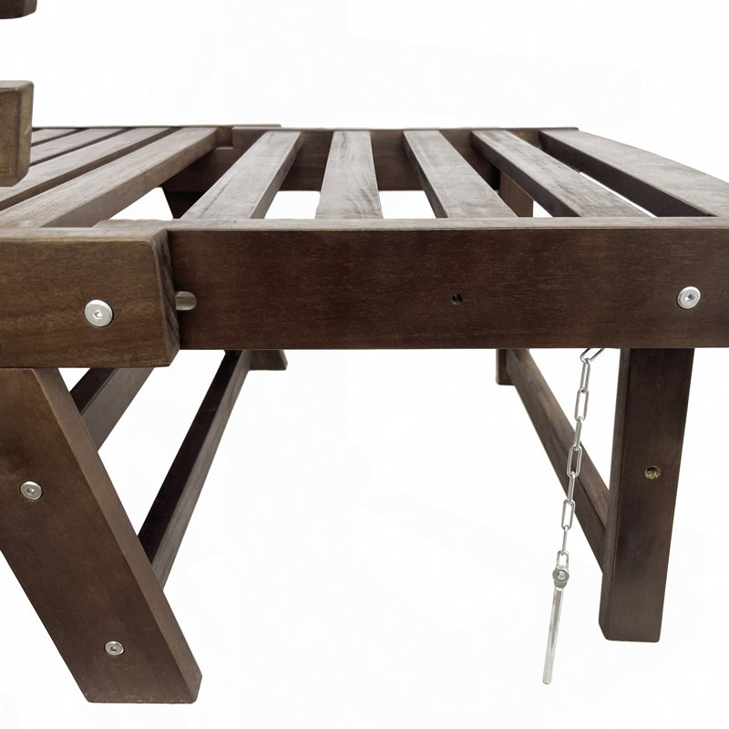 Canapé de patio réglable en bois, Beige, Brun