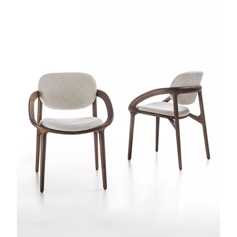 Chinese-Style Simple Solid Wood Ash Wood Armrest Dining Chair