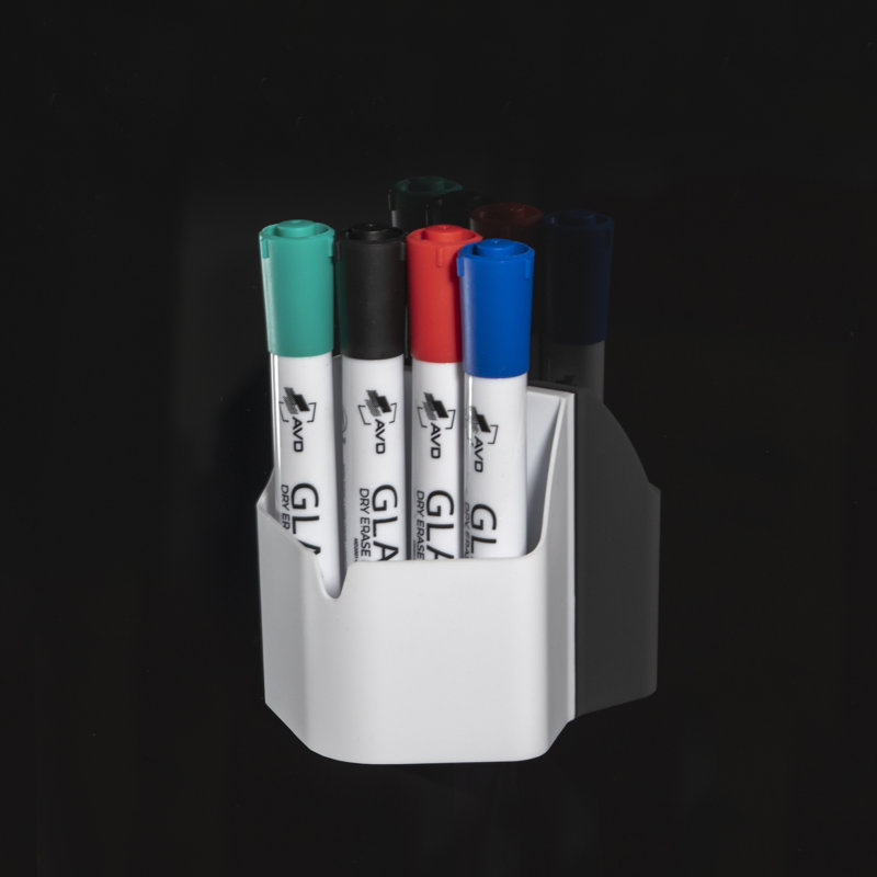 Compact White Magnetic Plastic Marker Holder for Whiteboards