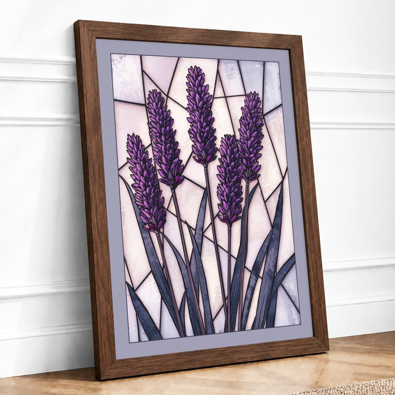 Lavender Grid Botanical - Print, Walnut, A1 - 84.1 x 59.4 cm