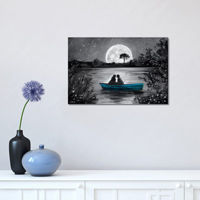 «Love in Boat Blue» par P.D. Moreno - reproduction d'art sur toile tendue