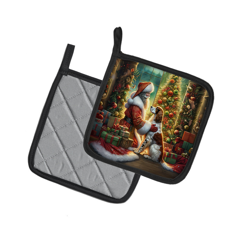 Paire de porte-pots English Setter and Santa Claus