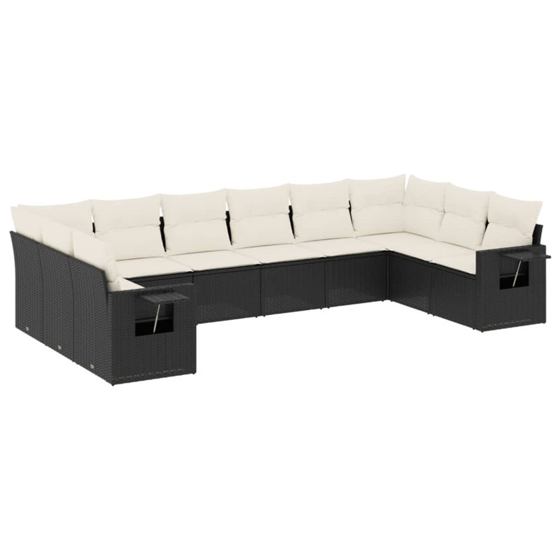 Ensemble de canapé de jardin en rotin PE Vidaxl, acier thermolaqué