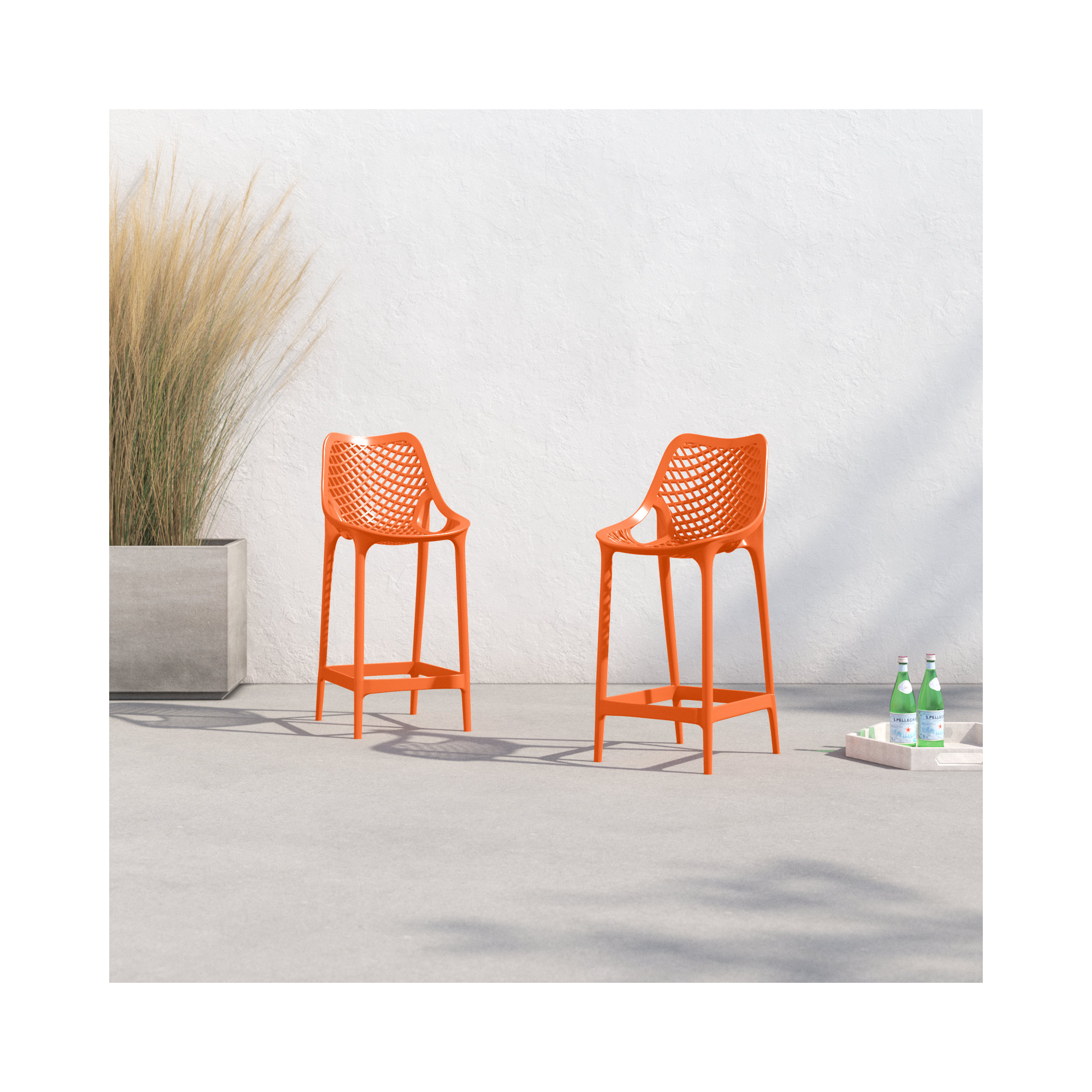 Farrah Patio Bar Stool, Orange, 25.6"