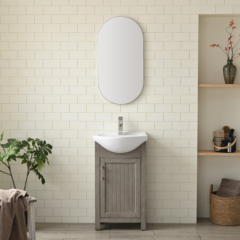 Boesch 20'' Single Bathroom Vanity with Ceramic Top, Heritage Brushed Oak