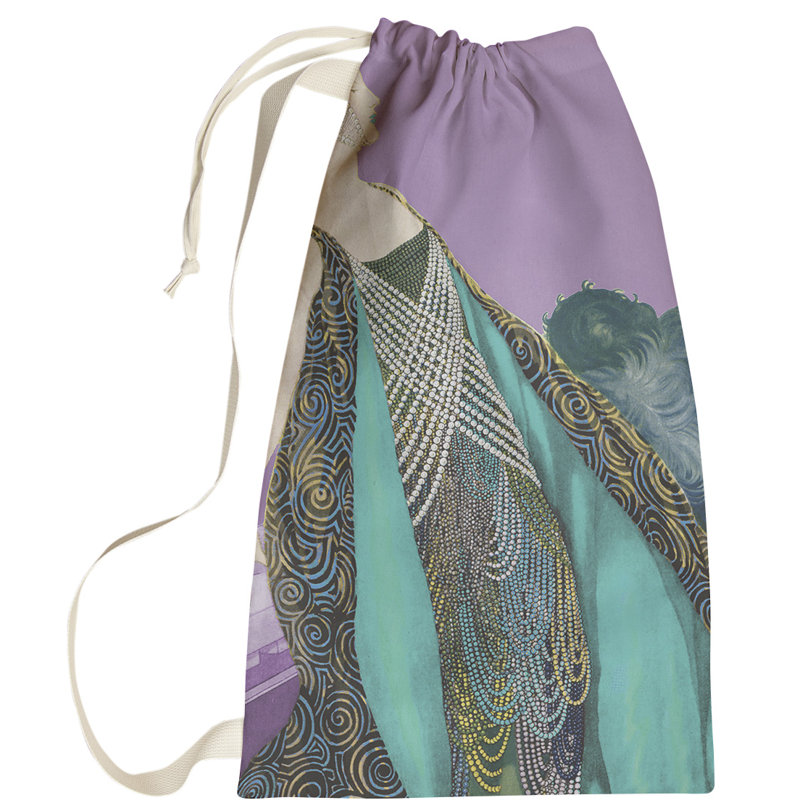 Roxbury Fabric Laundry Bag with Handles, Small ( 64" H x 20" W x 1.5" D), Gray/Yellow/Dark Green