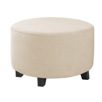 Stretch Round Ottoman Slipcover With Elastic Bottom