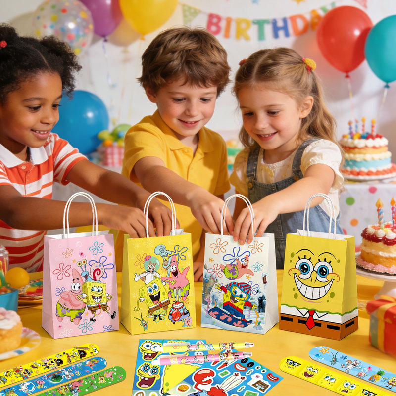 Ensemble de 96 décorations de fête d'anniversaire SpongeBob pour enfants, Bob l'éponge, 96 pièces
