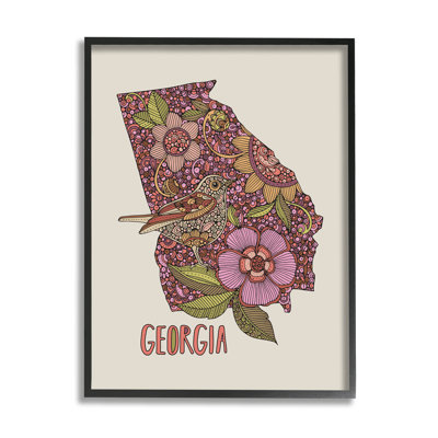 " Intricate Georgia State Bird And Flower Detailed Floral Design " by Valentina Harper
