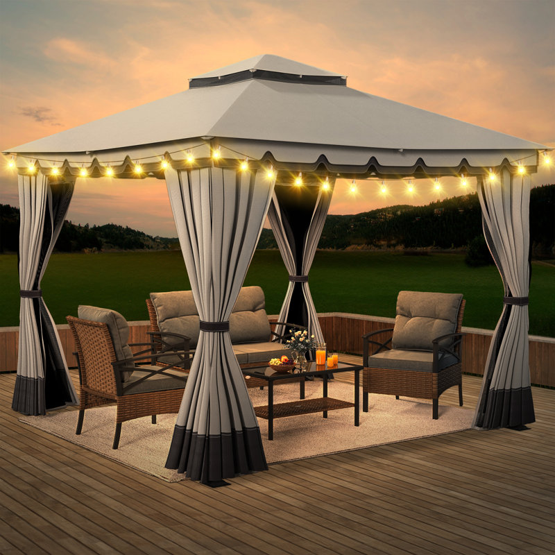 Soft Roof Gazebos Steel Patio Gazebo, 10 Ft. W x 10 Ft. D