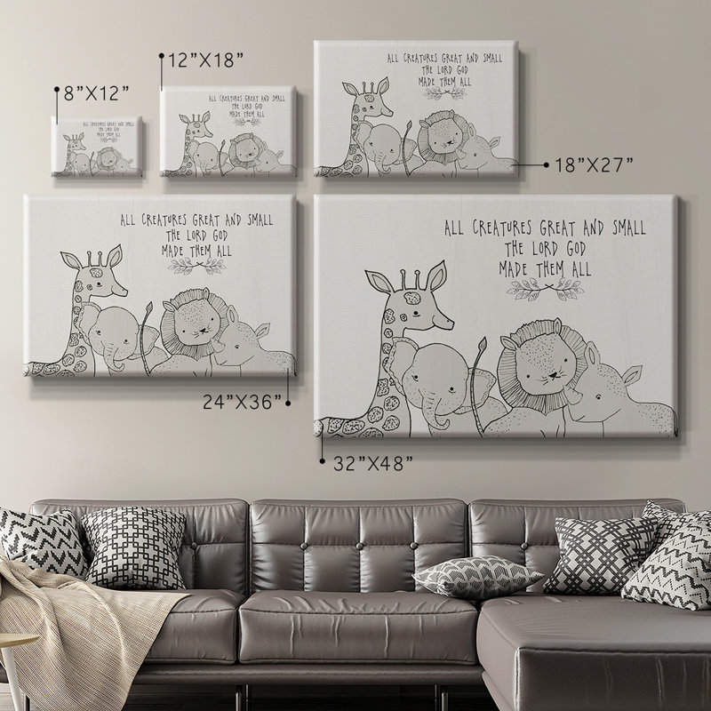 Toile tendue avec châssis All Creatures Premium - prête à être accrochée, H 32 po x l 48 po