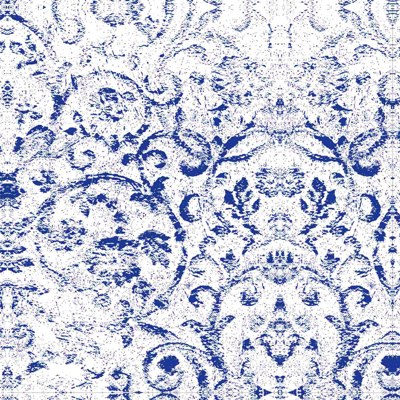 Impression sur toile tendue, "Marine Swirly Damask", H 20 po x l 20 po
