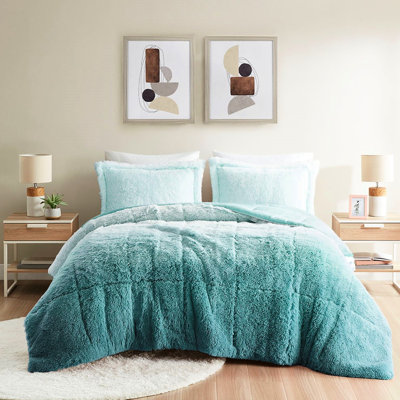 Édredon ombré en fausse fourrure pour lit simple / simple TG, chaud et confortable