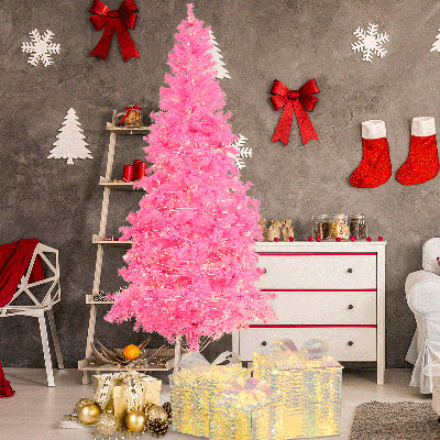 Pine Artificial Christmas Tree With Warm LED Lights And 1250 PVC Branches For Holiday Decor