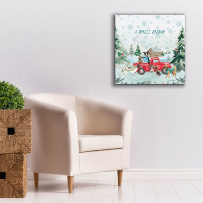«Winterland Dogs Sq A 1» par Jean Plout, art mural sur toile, 26 po x 26 po