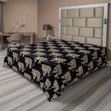 Ambesonne Leopard Flat Sheet Nature Wild Kitten Print Charcoal Grey and Pale Camel
