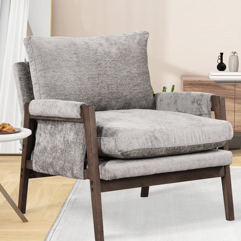 Fauteuil gris Mid-Century en velours gris - siège pour une utilisation quotidienne, Gris