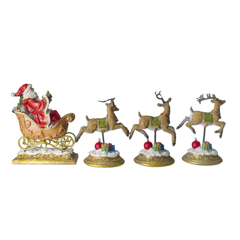 Santa and Reindeer Glittered Christmas Stocking Holders Set