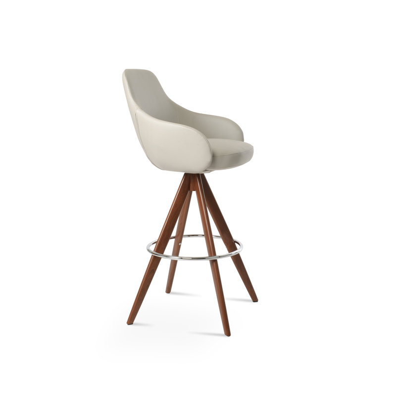 Tabouret Gazel, Gris clair, Brun foncé, Tabouret de comptoir (siège d'une hauteur de 25,5