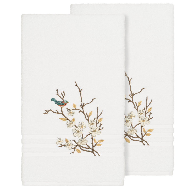 Ensemble de serviettes de bain en coton turc 2 pièces Springtime, Blanc