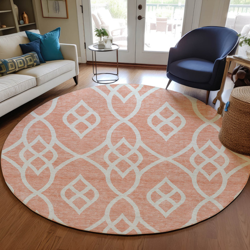 Malek Indoor/Outdoor Area Rug with Non-Slip Backing, Round 8'