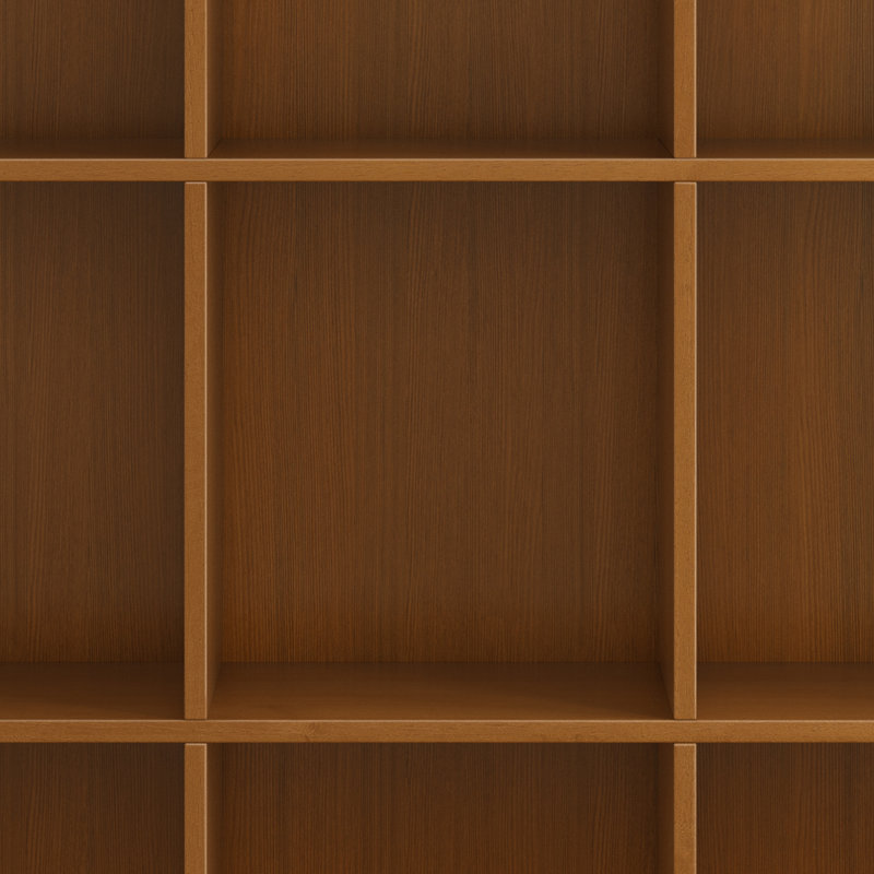 Acadian 44"W Solid Wood 9 Cube Storage Bookcase with Fixed Shelves, Light Golden Brown