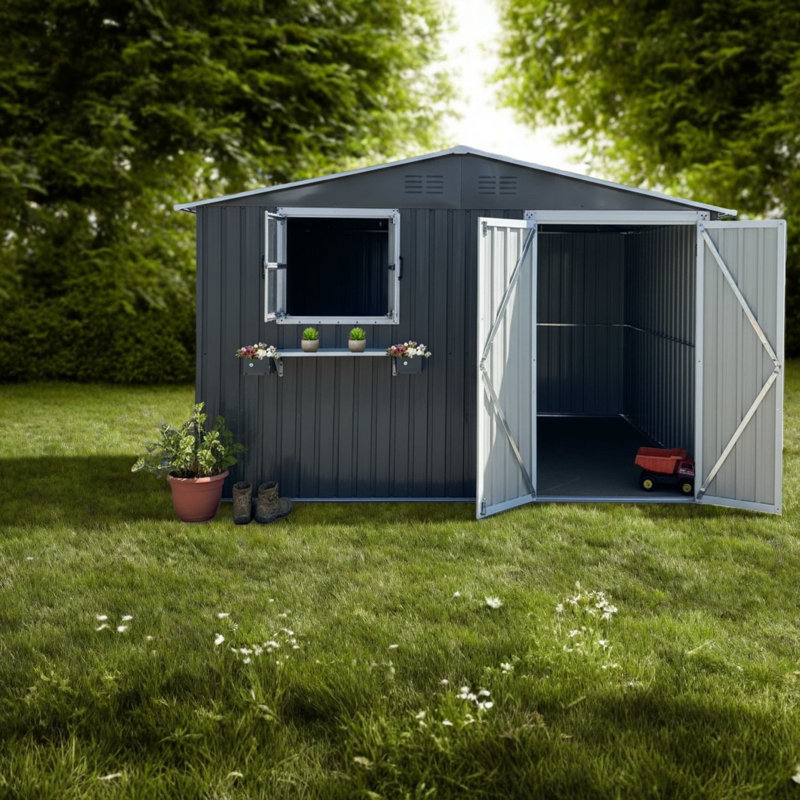 Remises spacieuses, remise de jardin moderne en métal 10 x 8 pi pour la maison