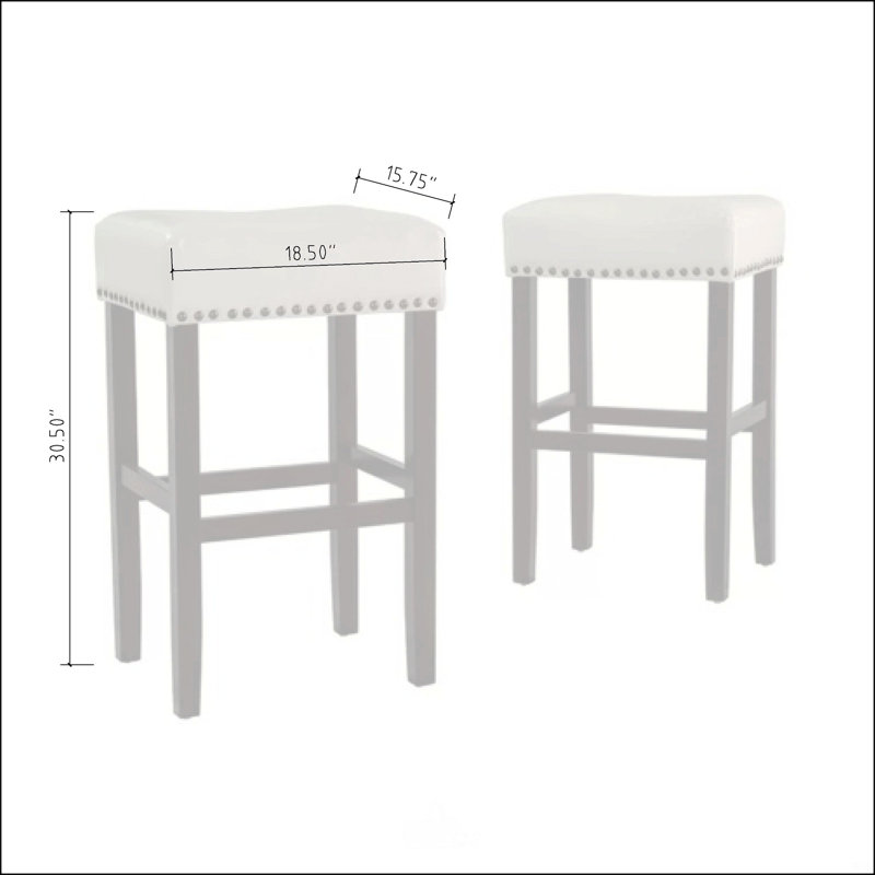 30-Inch Backless Ivory Leather Counter Stool